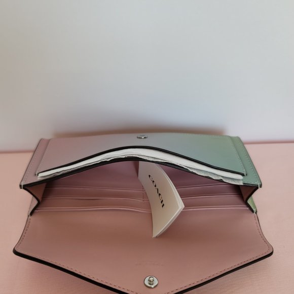 COACH Wyn Envelope Ombre Soft Smooth Leather Wallet- Pale Pistachio Multi ⭐ - Picture 15 of 16